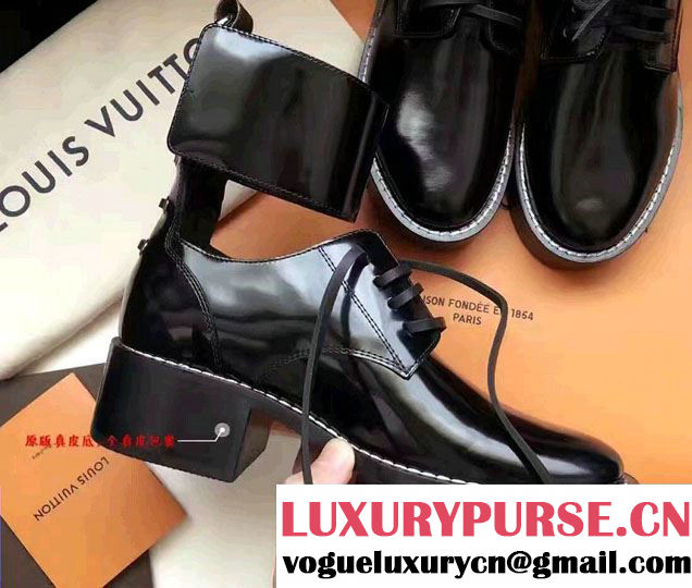 Louis Vuitton Glazed Corcovado Flat Derby Shoes 1A2O7Z Black 2017