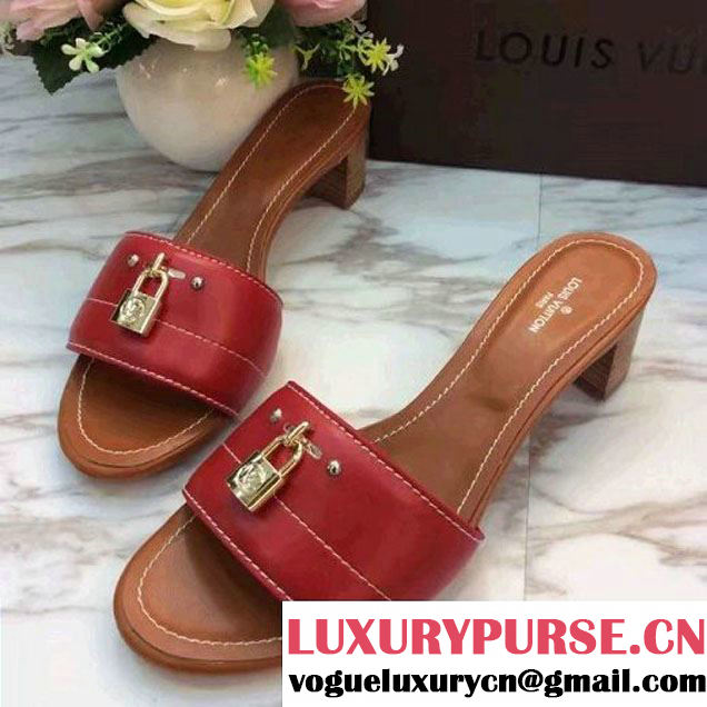 Louis Vuitton Lock It 4cm Heel Mule Sandal Red 2017 (LG-7020624 )