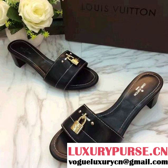 Louis Vuitton Lock It 4cm Heel Mule Sandal Black 2017 (LG-7020625 )