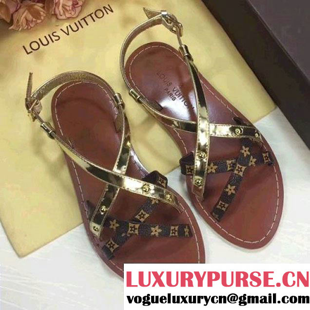 Louis Vuitton Carimbo Sandal 1A2K97 Gold 2017 (GD5002-7050511 )