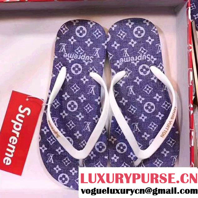 Louis Vuitton x Supreme Thong Sandal Blue 2017 (SZ3040-7060520 )