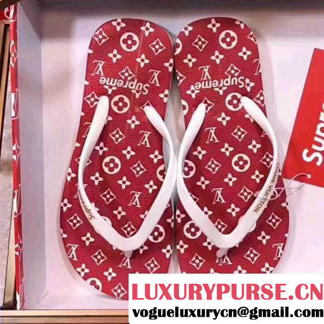 Louis Vuitton x Supreme Thong Sandal Red 2017 (SZ3040-7060522 )