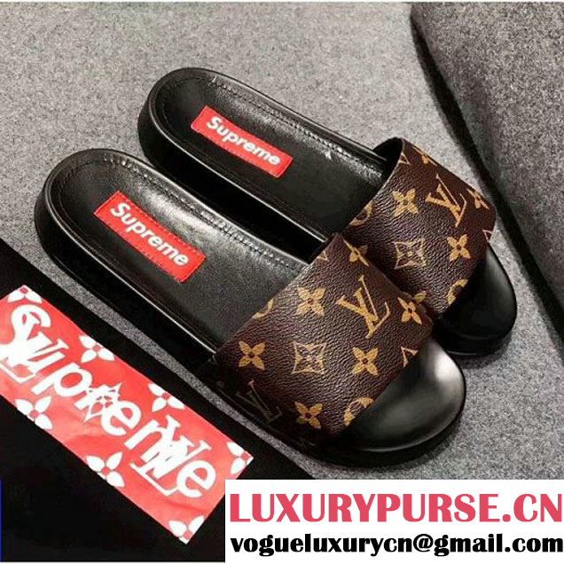 Louis Vuitton Monogram Canvas Supreme Mules Sandals Coffee 2017 (GD3014-7070754 )