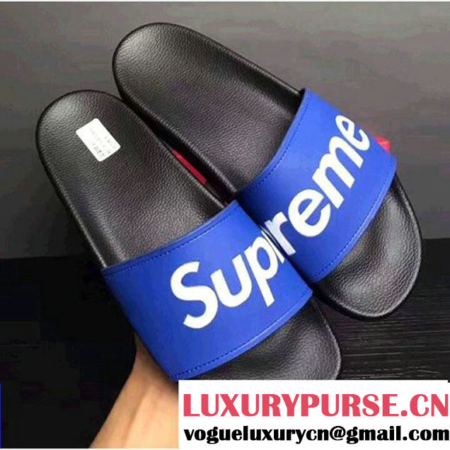 Louis Vuitton X Supreme Mules Sandals For Men Blue 2017 (DH-7070755 )