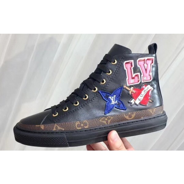 Louis Vuitton LV Heart Patches Stellar Sneakers Boots Black 2018