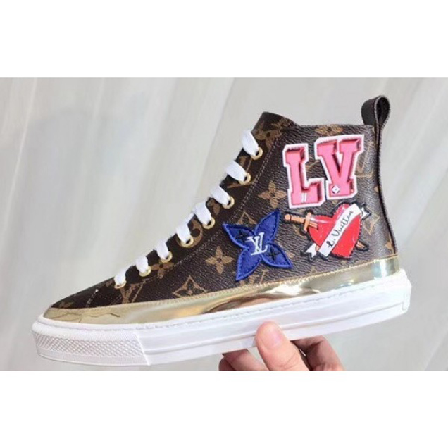 Louis Vuitton LV Heart Patches Stellar Sneakers Boots Monogram Canvas/Gold 2018