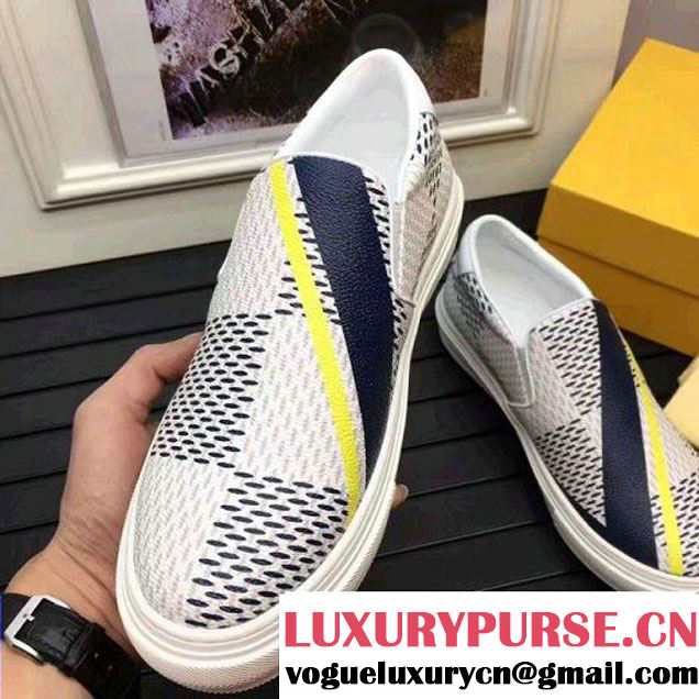 Louis Vuitton Men's Slip-on Sneaker Damier Cobalt Canvas Yellow 2017 (K2100-7061707 )