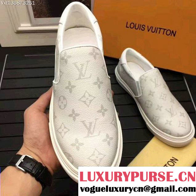 Louis Vuitton Men's Slip-on Sneaker White Monogram Canvas 2017 (K2100-7061710 )