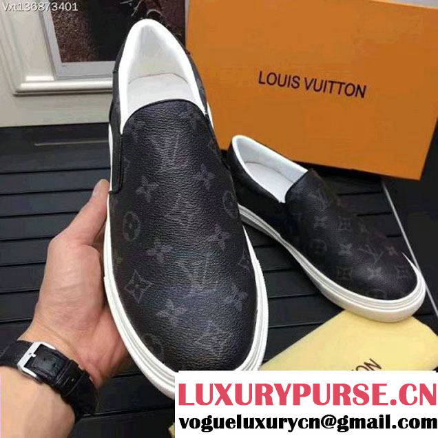 Louis Vuitton Men's Slip-on Sneaker Monogram Eclipse Canvas 2017 (K2100-7061711 )