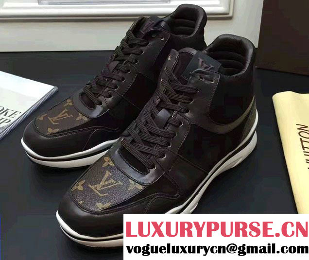 Louis Vuitton Monogram Run Away Men's High-Top Sneakers 2017