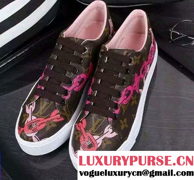 Louis Vuitton Chain Print Harbor Monogram Canvas Sneakers Brown 2016