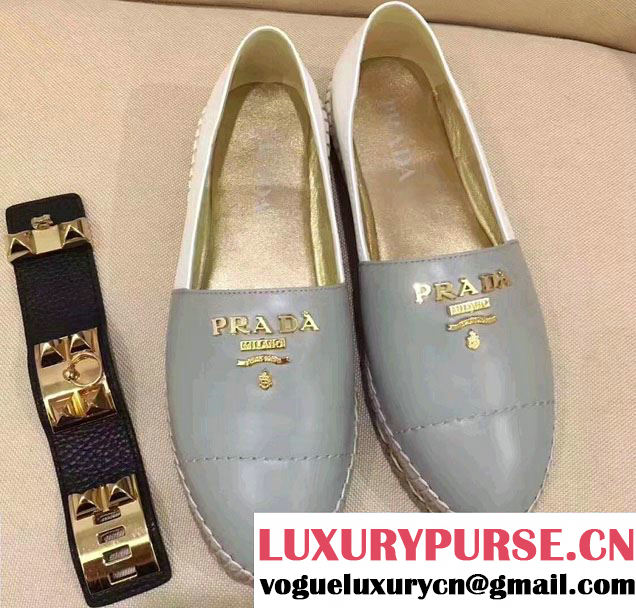 Prada Logo Embellished Leather Espadrilles 2017