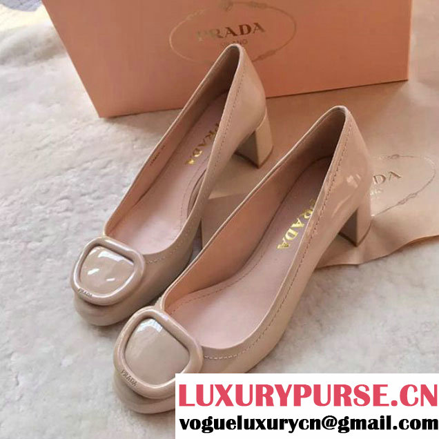 Prada Patent Leather Heel 4.5cm Pumps Apricot 2016 (6080931 )