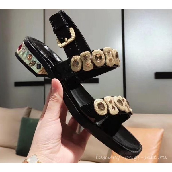 Prada Beaded Embellishment Sandals Black 2019