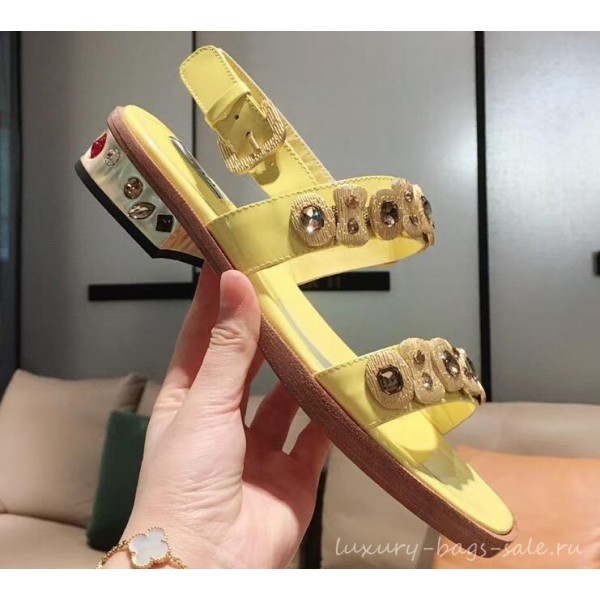 Prada Beaded Embellishment Sandals Yellow 2019