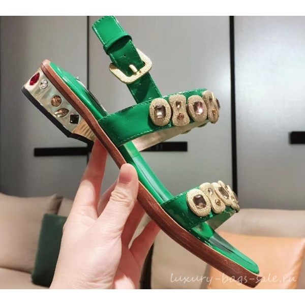 Prada Beaded Embellishment Sandals Green 2019