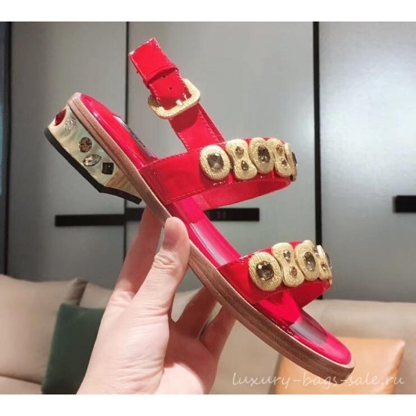 Prada Beaded Embellishment Sandals Red 2019