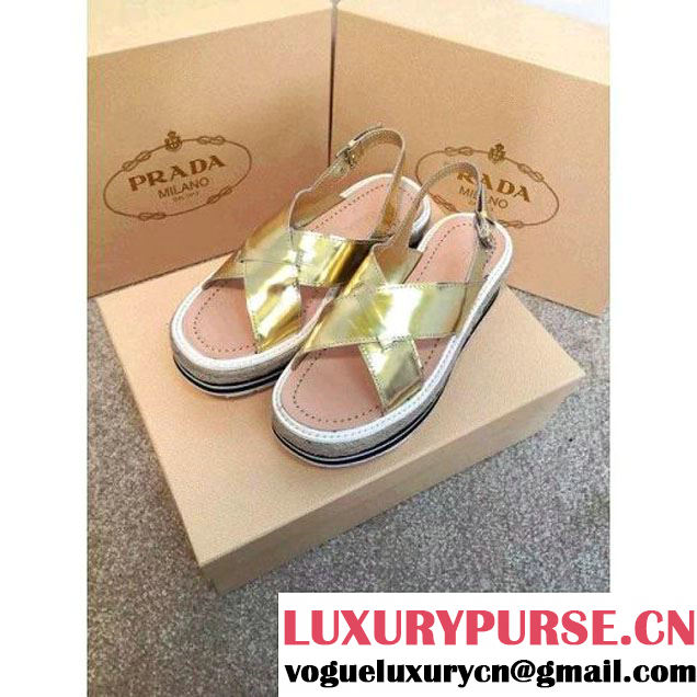 Prada Laminated Yellow calf leather sandal 2015 (GD3020-042807 )