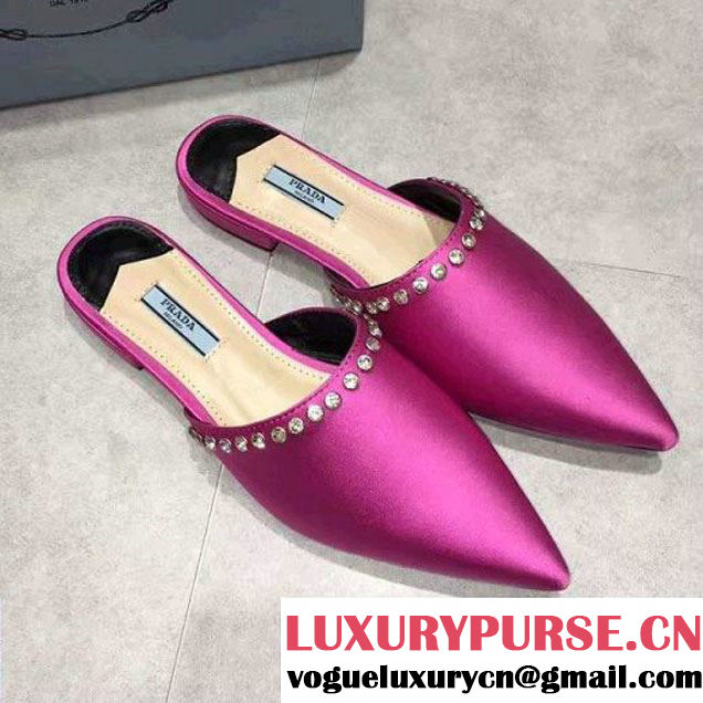 Prada Silk Slipper With Crystal Rosy 2017 (GD4029-7031623 )