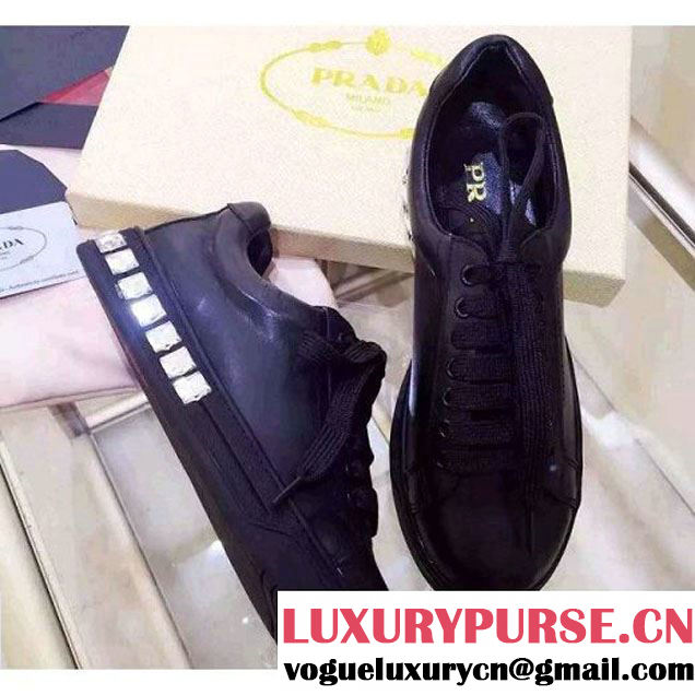 Prada 1E246G Avenue Calf Leather Sneaker Black 2015 (GD5013-092204 )