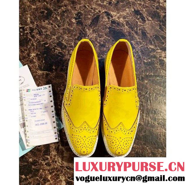 Prada Fumé Brushed Calf Leather Slipper in Yellow (GD4066-100632 )