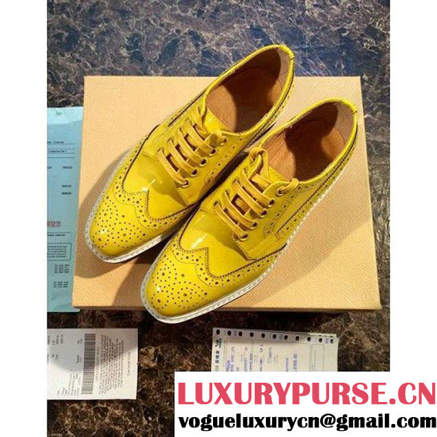 Prada Brushed Calf Leather Laced Derby Shoe in Yellow (GD1066-100635 )