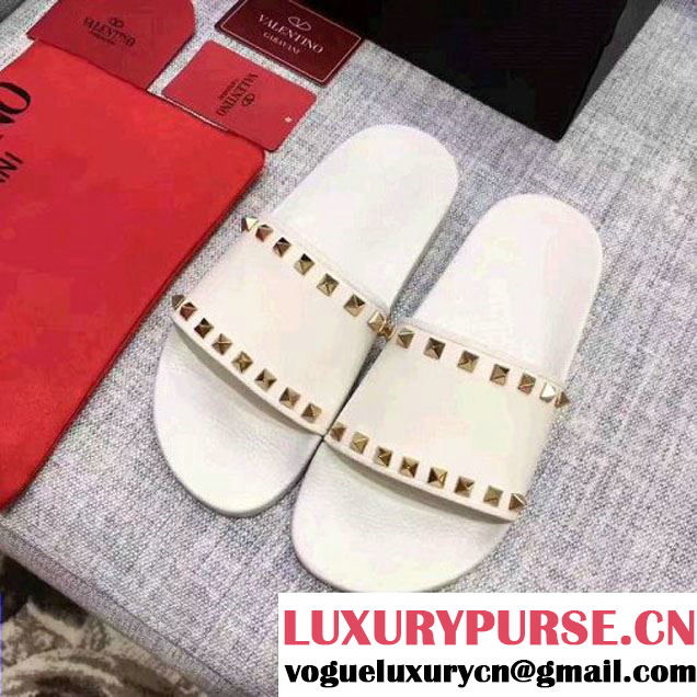 Valentino PVC Rockstud Slide Sandal White 2017 (Y30-7060152 )