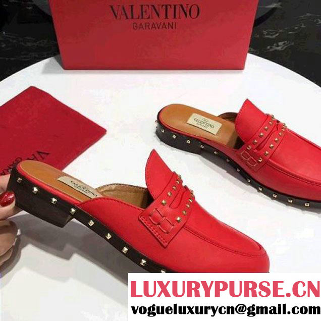 Valentino Soul Rockstud Mule in Calfskin Red 2018 (RS-8031704 )