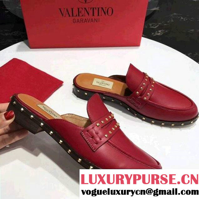 Valentino Soul Rockstud Mule in Calfskin Burgundy 2018 (RS-8031703 )