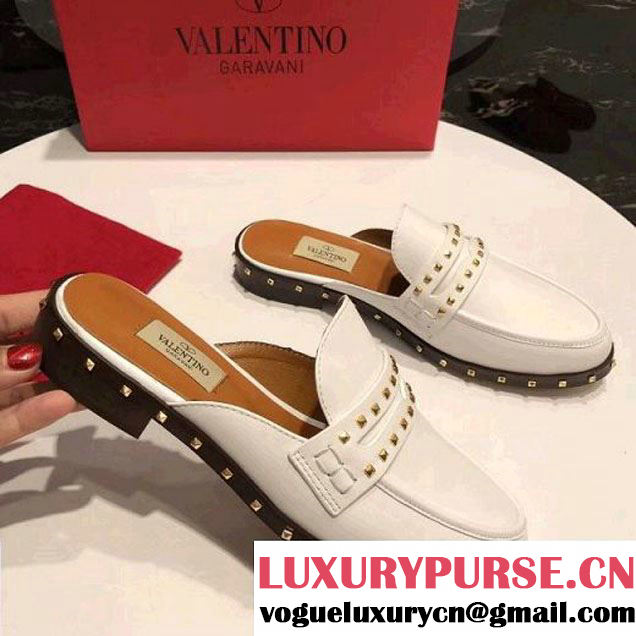 Valentino Soul Rockstud Mule in Calfskin White 2018 (RS-8031702 )