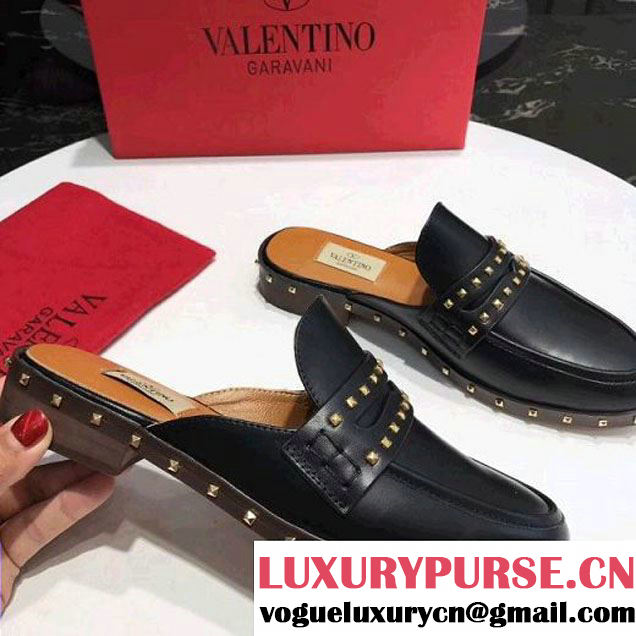 Valentino Soul Rockstud Mule in Calfskin Black 2018 (RS-8031705 )