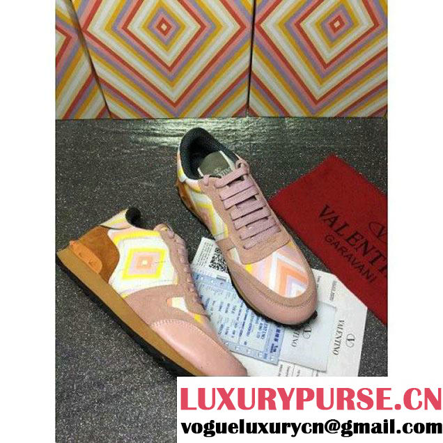 Valentino Rockrunner Sneaker Native Couture 1975 Pink/Yellow 2016 (GD3015-6011234 )