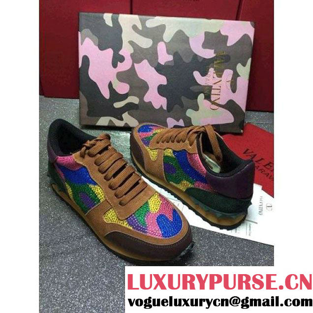 Valentino Multicolor Rockstud Camouflage Sneaker Embellished with Diamond 2016 (GD3015-6011236 )