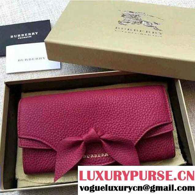 Burberry Grained Calfskin Bow Wallet In Fushia (2A016-6030401 )