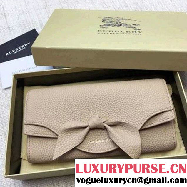 Burberry Grained Calfskin Bow Wallet In Beige (2A016-6030402 )