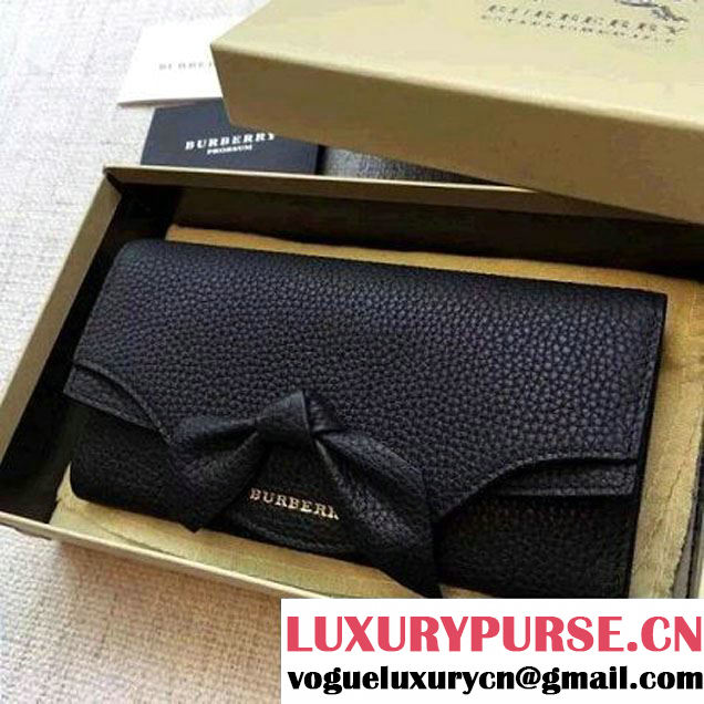 Burberry Grained Calfskin Bow Wallet In Black (2A016-6030404 )