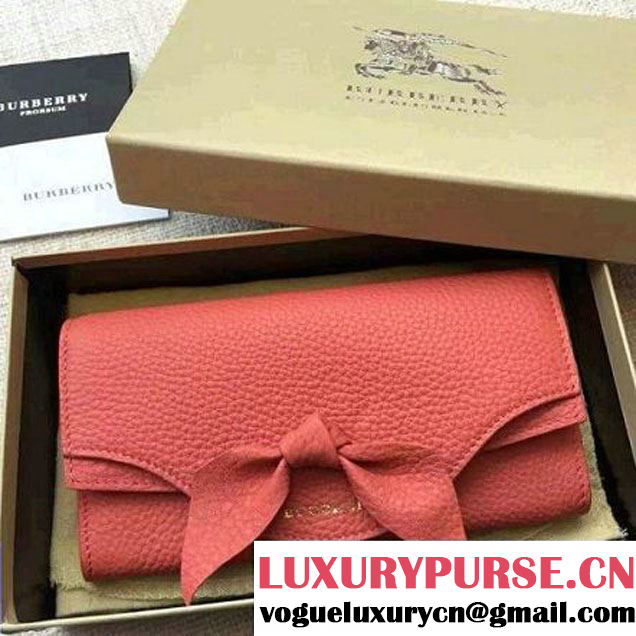 Burberry Grained Calfskin Bow Wallet In Peach (2A016-6030405 )