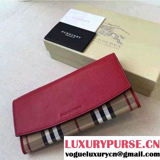 Burberry Calfskin And Horseferry Wallet In Red (2A016-6030409 )