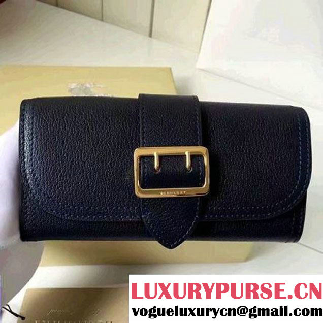 Burberry Textured Leather Continental Wallet with Buckle 40224271 Deep Blue 2016 (2A016-6082631 )