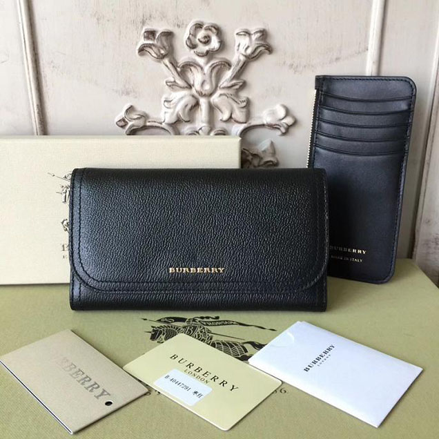 Burberry Continental Wallet with Removable Coin Case Calfskin Leather Spring Summer 2017 Collection Black