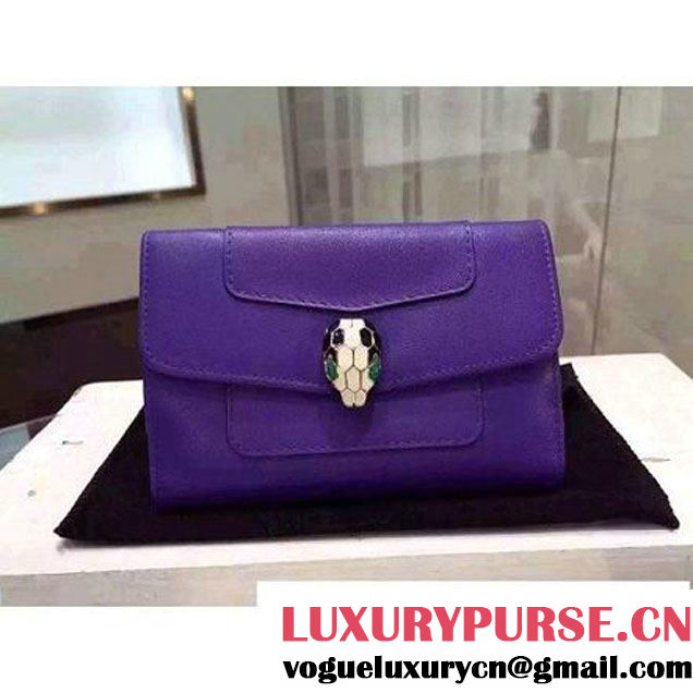 Bvlgari Calf Leather Serpenti Forever Flap Wallet Purple (BGJ-121610 )