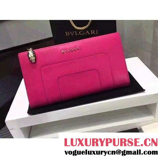 Bvlgari Calf Leather Serpenti Forever Floded Zip Wallet Rosy (BGJ-121626 )