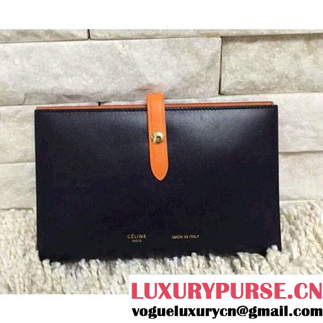 Celine 101423 Strap Large Multifunction In Black/Orange Calfskin Summer 2015 (1A145-052711 )