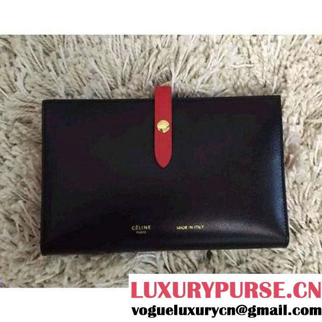 Celine 101423 Strap Large Multifunction In Black/Red Calfskin Summer 2015 (1A145-061501 )