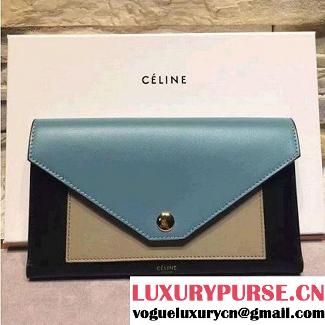 Celine Pocket Trifolded Multifunction Wallet In Muticolour Paon Smooth Calfskin 2016 (1A021-6061328 )