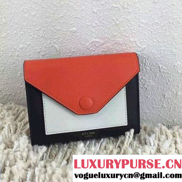 Celine Pocket Medium Flap Multifunction Wallet In Multicolor Orange Calfskin 2016 (1A021-6062122 )