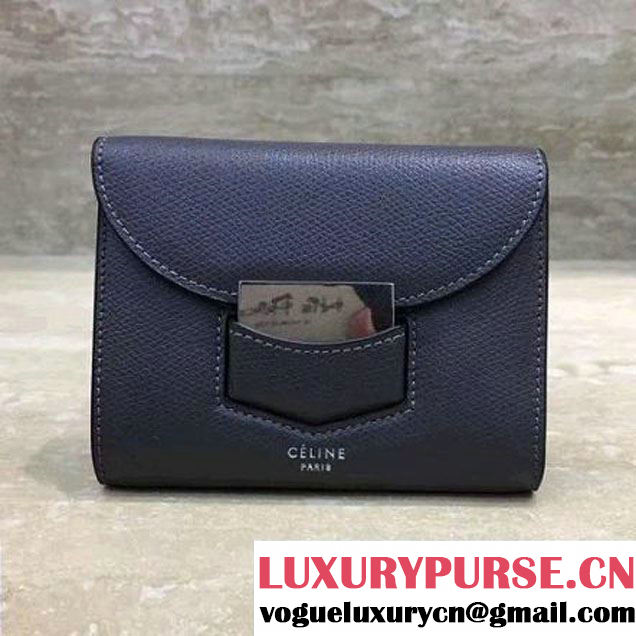 Celine Trotteur Small Folded Wallet In Grained Calfskin Grey 2017 (1A021-7072508 )