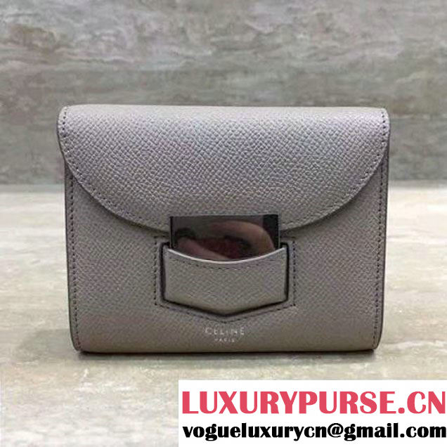 Celine Trotteur Small Folded Wallet In Grained Calfskin Apricot 2017 (1A021-7072510 )