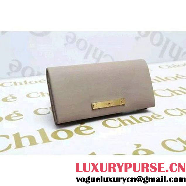 Chloe Long Wallet With Flap Fold Over In Grey Lambskin (1A069-112419 )