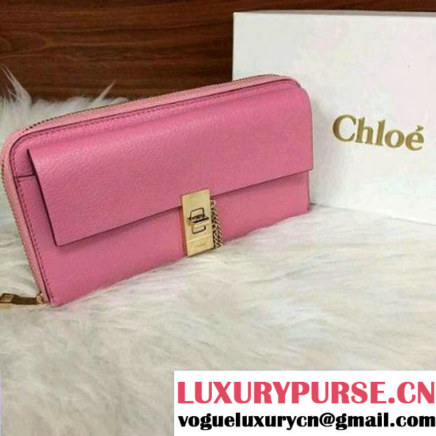 Chloe Grainy Calfskin Wallet with Zipper Pink (1b022-6012036 )